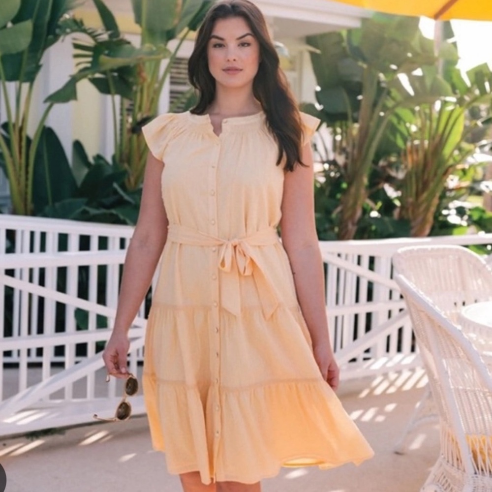 Gal Meets Glam butter yellow cotton dress